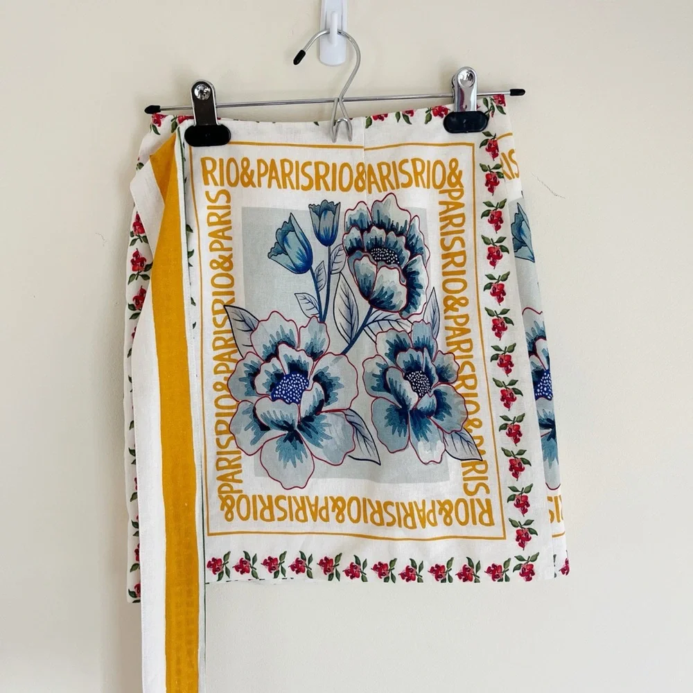 NWT Sezane x Farm Rio Lola Wrap Mini Skirt 34 - Picture 3 of 6